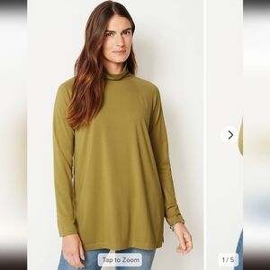 J Jill Luxe Supima Modal Everyday Turtleneck Tunic Top sz L Olive Green